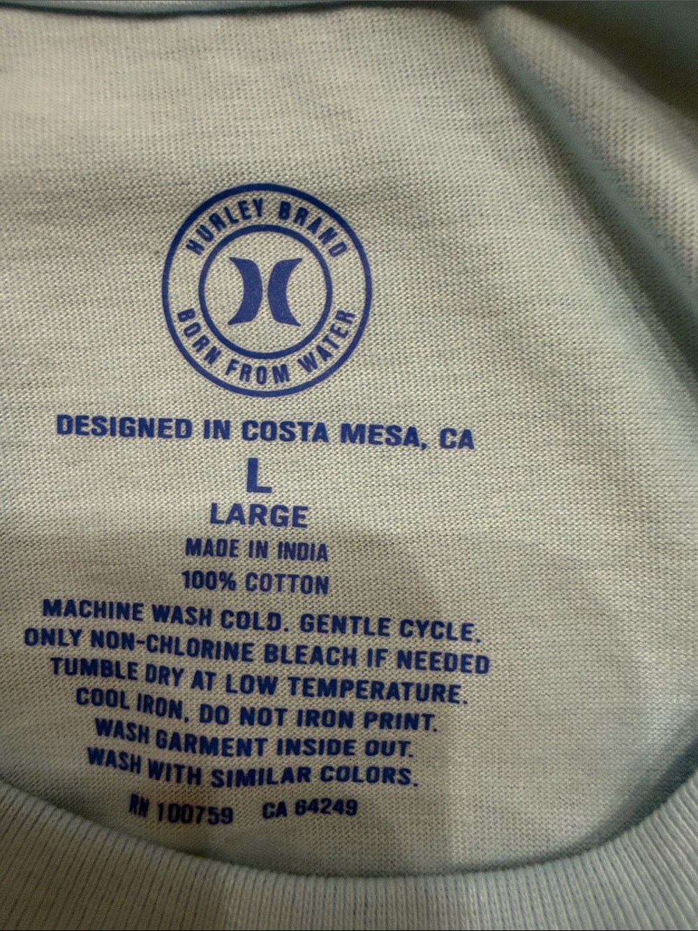 Hurley Light Blue Men’s Sleeveless Tank with American Shaka Graphic - Picture 3 of 4